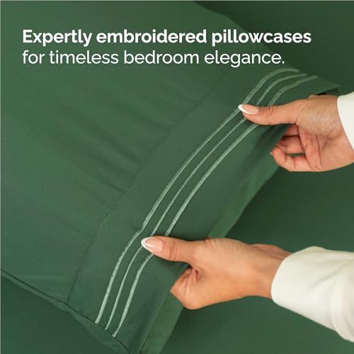 Full Size 4 Piece Sheet Set - Breathable & Cooling Sheets - Emerald Green - Image 6