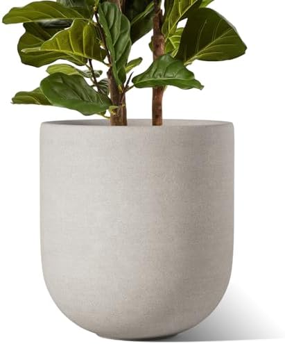 LE TAUCI 12 Inch Ceramic Pots for Plants, Large Planter, Neutral Gray by LETAUCI