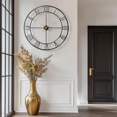 Cuspin 36 Inch Large Wall Clock for Living Room Decor, Black Roman Numeral - Image 2