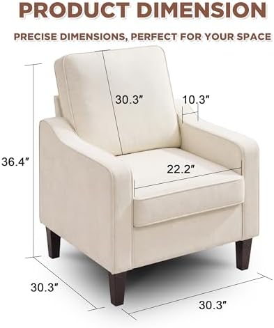 Weture Mid-Century Accent Chair, Beige Armchair Living Room Chairs - Image 2