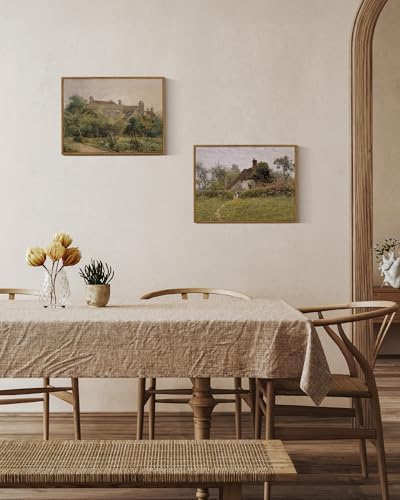 InSimSea Framed Canvas Wall Art Vintage Decor, Landscape Art Prints, Old Cottages Countryside Paintings Wall Decor, Rustic Farmhouse Picture for Bedroom Living Room Bathroom, 12"x16" - Image 3