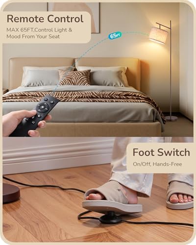 EDISHINE 64.7IN Brown Floor Lamp for Living Room with Remote, Standing Lamp - Image 4