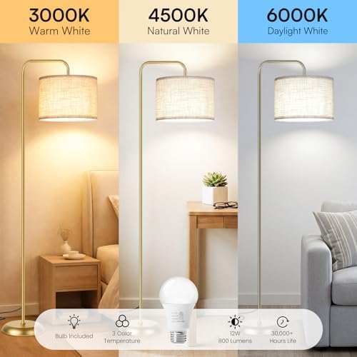 TJOY Floor Lamp, Golden Standing Floor Lamp for Living Room with 3 CCT Bulb - Image 2