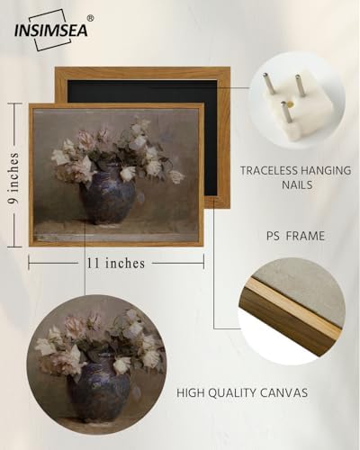 InSimSea Framed Canvas Wall Art Vintage Decor, Home Decor Flower in Pots Canvas Wall Painting Decor, Rustic Farmhouse Wall Decoration, Canvas Prints for Living Room Bedroom Office, 9"x11" - Image 5