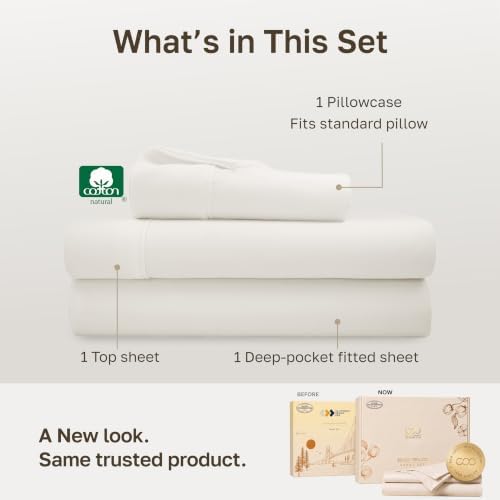 California Design Den Soft 100% Cotton Sateen Twin Bed Sheets Set, 3 Pcs - Image 3