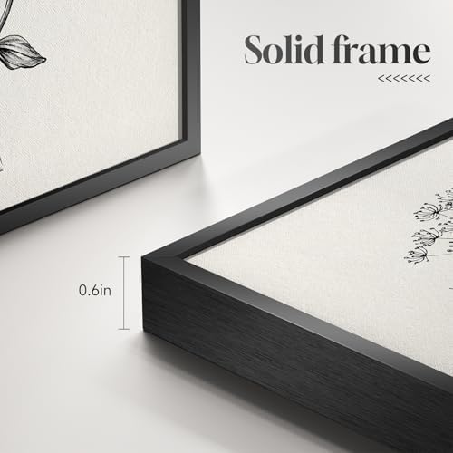 Framed Black and White Minimalist Floral Bathroom Wall Art, 4 Piece 8x10 In - Image 6