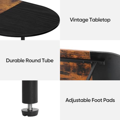 Coffee Tables for Living Room,Mid Century Small Oval Center Table with 2-Tier Storage Shelf and Wood Tabletop,Farmhouse Narrow Cocktail Tea Table for Small Space,Apartment,Black Brown - Image 6