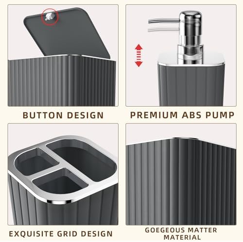 XLHOMO Bathroom Accessories Set - 10PC Gorgeous Grey Bathroom Set - Image 7