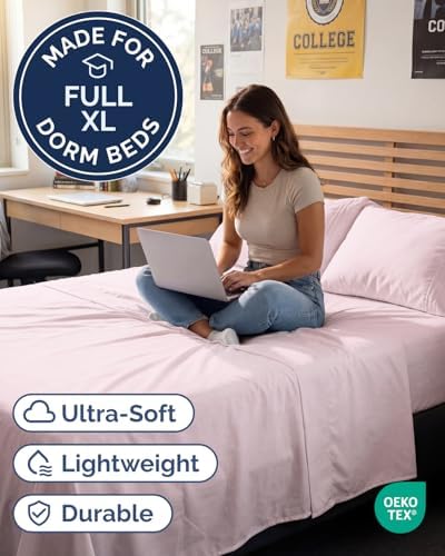 Full XL Sheets - 4 Piece Full XL Sheet Set - Soft & Cooling - Lavender Pink - Image 2