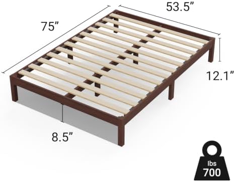LIFEMENT Full Bed Frame Classic Wood Platform, Noise Free, Under Bed Storage, No Box Spring Needed, Easy Assembly, Espresso - Image 6