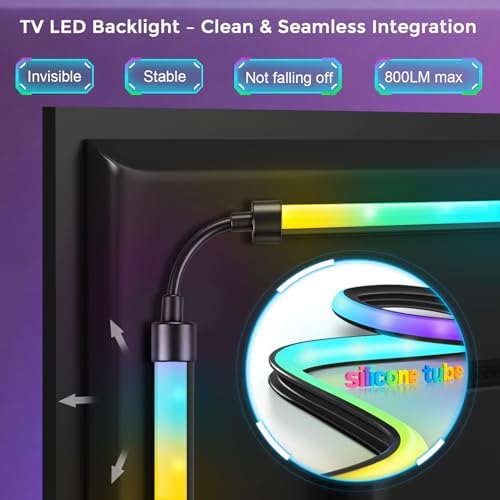 LightingWill TV LED Backlight with 4K HDMI Sync Box, 9.8ft RGBIC LED Strip Lights for 50-65 Inch TV, Sync with Screen, 3 HDMI Inputs, 60 LEDs/m High Density, App Control, Works with Alexa & Google - Image 3