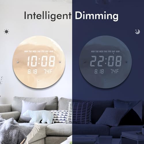 Digital LED Wall Clock for Home & Office, Moon, 12'' - Image 6
