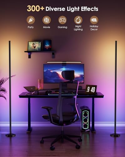 Corner Floor Lamp, 65" RGB Color Changing Mood Light with Remote Control, Dimmable LED Corner Lamp with Music Sync, Modern Floor Lamp for Living Room Gaming Room - Image 5
