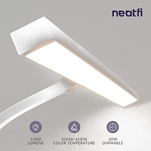Neatfi 3,000 Lumens LED Desk Lamp with Clamp | Dimmable | 5 Brightness Levels & 5 Light Modes | Memory Function | Eye-Caring Flexible Lamp for Home & Office (31.5 Inches, White) - Image 4