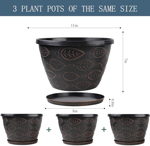 Nooulap 3 Pack Flower Pots 11 Inch - Image 3