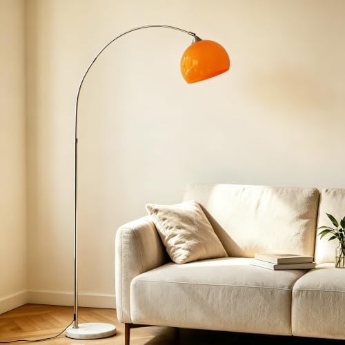 Arc Floor Lamp, Mid Century Orange Arch Standing Lamps Sunset Retro Arched Floor Lamp Curved for Bedroom Living Room by LOZNDA