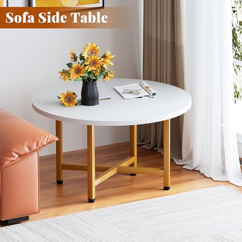 Coffee Table, 23.6" Small Coffee Tables, White Round Coffee Table - Image 5