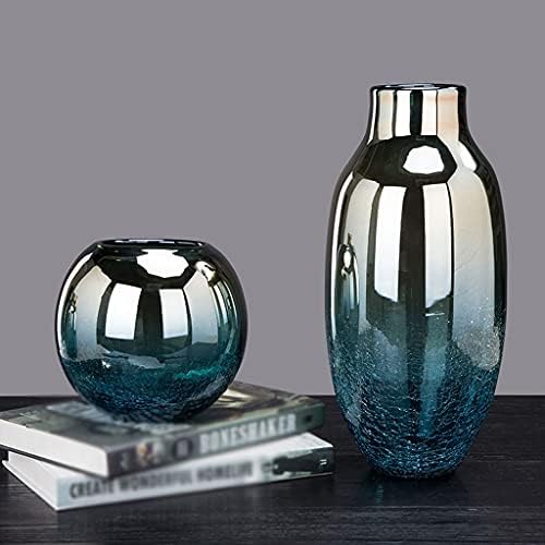 GRFIT Decorative Vase Blue Electroplated Glass Vase Home Coffee Table Office Desktop Restaurant Decoration Vase Handmade Vase Ceramic Vase Glass Vase Hydroponic Flower Vase (Size : Brass) - Image 6