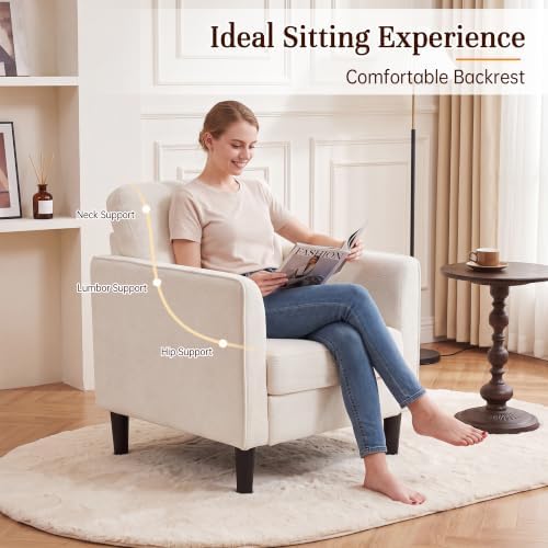 Kromax Accent Chair for Living Room Set of 2, Comfy Reading Armchair, White - Image 5