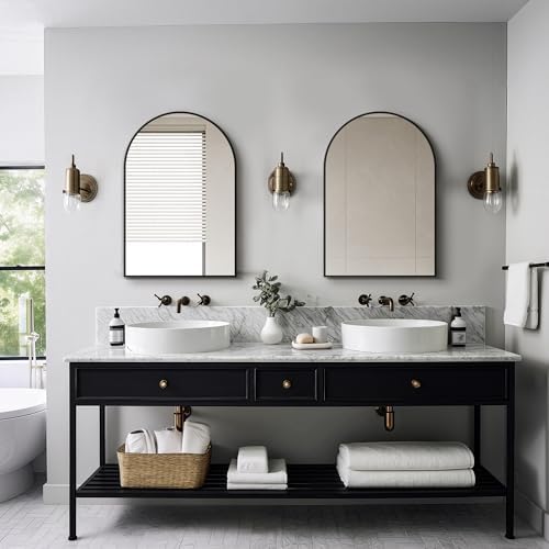 Delma Arched Bathroom Mirror, Black, 20"x30" - Image 7
