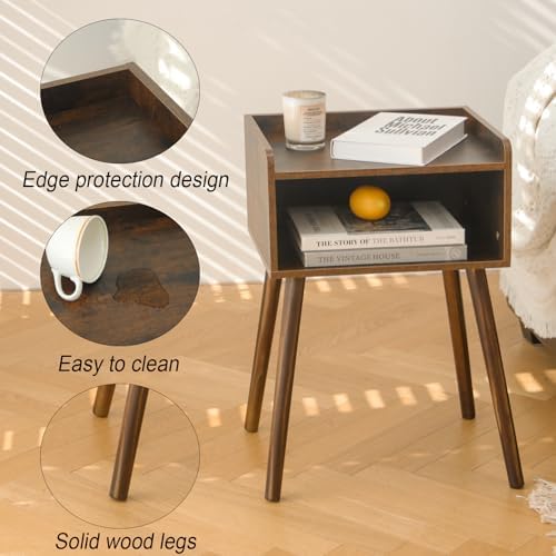 MaxSmeo Night Stand Set 2, Mid Century Side Table Bedroom with Storage - Image 4
