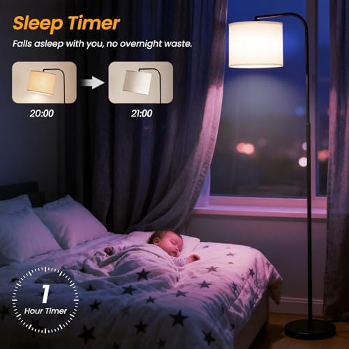 Arc Floor Lamp with Remote and Dimmable Black lamps for Living Room - Image 4