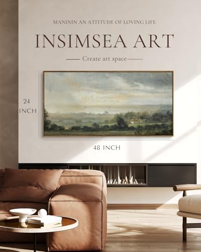 InSimSea Extra Large Framed Wall Art, Wild Field under Sky Prints,24x48inch - Image 3