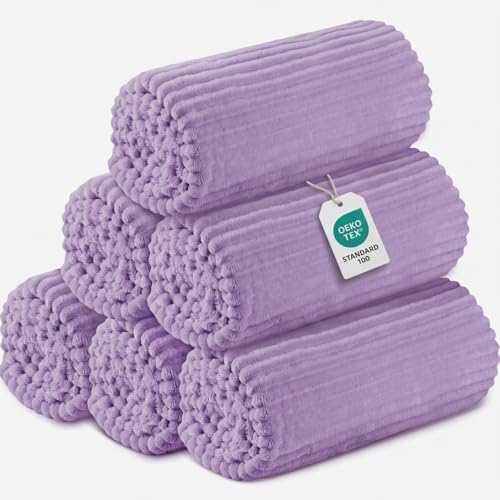 Buryeah 6 Pcs Flannel Blankets Bulk,Fall Outdoor Wedding, Pale Purple by Buryeah