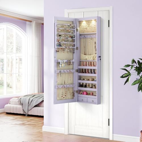 GIANTEX Wall or Door Mounted Jewelry Armoire with Full Length Mirror, 47.5" - Image 2