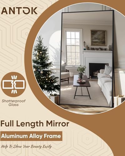 Antok Full Length Mirror, 82"x44" Floor Mirror for Bedroom, Dorm, Black - Image 5