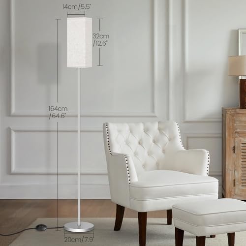 64.6'' Floor Lamp, Pole with Foot Switch, Modern Standing Lamp Lamp, Minimalist Freestanding Lamp (Bulb Not Included), for Living Room, Bedroom Office ETL Listed, Silver and Beige, SE07LD05 - Image 3