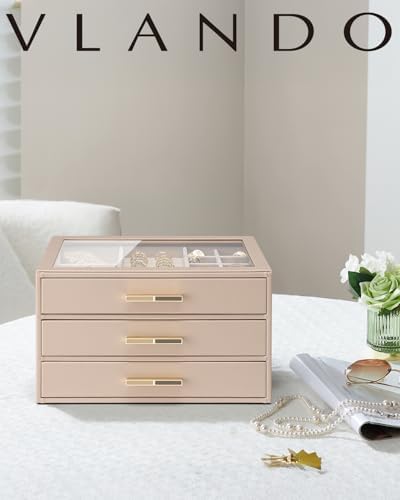 VLANDO Jewelry Box Organizer, 7-Layer Storage Drawers, Glass Window, Modern - Image 5