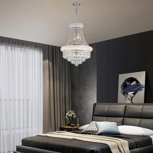 Chrome Crystal Chandeliers for Dining Room，6-Lights D15 Inch - Image 3