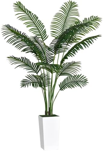 6FT Fake Palm Tree with Tall White Planter, Realistic Artificial Plants Indoor for Home Decor, Office and Living Room by Unknown