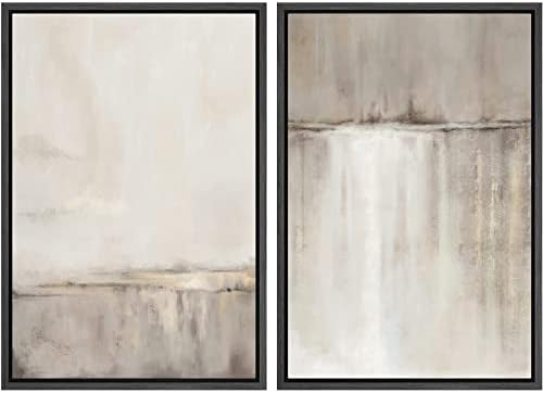 SIGNWIN Framed Canvas Print Wall Art Set Grunge Duotone Tan Landscape Abstract Shapes Illustration Modern Art Decorative Nordic Chic Relax/Zen for Living Room, Bedroom, Office - 24"" x36 x2 Black by SIGNWIN