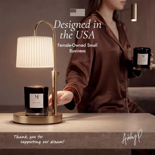 Dimmable Glass Candle Warmer Lamp with Timer - Adjustable Height Candle Lamp Warmer with Timer (8H/4H/2H) - Wax Melter - Ideal Gift, fits Various Size Scented Candles - 02 Bulb - (Gold Metal) - Image 4