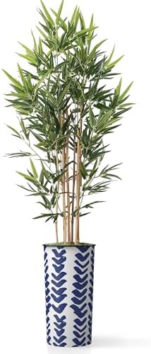 Artificial Tree in Pattern Planter, Fake Bamboo Silk TRE for Indoor and Outdoor Home Decoration - 70" Overall Tall (Plant Pot Plus Tree) - Image 2