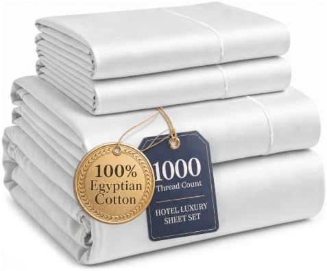 LANE LINEN California King Sheet Sets 100% Egyptian Cotton Sateen - White by LaneLinen