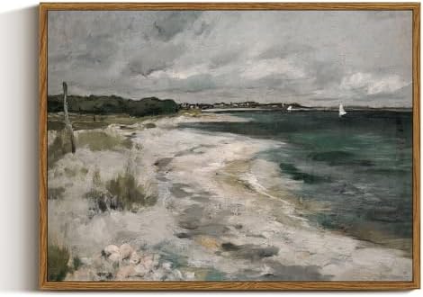 InSimSea Framed Canvas Wall Art Vintage Decor, Coastal Wall Art Living Room, Storm Clouds Pictures, Traditional Scenic Pictures for Bedroom Bathroom Farmhouse Office Decor, 12"x16" by InSimSeaArt