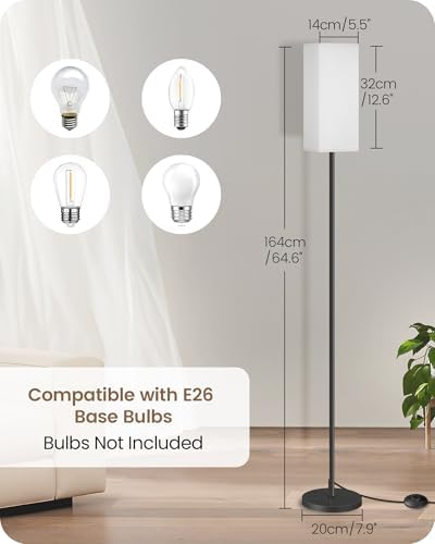 Floor Lamp, Pole Lamp with Foot Switch, Modern Standing Lamp Shade, Minimalist Freestanding Lamp (Bulb Not Included), for Living Room, Bedroom Office ETL Listed, Black and White CW07LD05 - Image 4