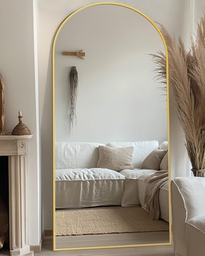 Antok Full Length Mirror, 71"x26" Floor Mirror with Stand, Gold, Arched by AntokMirror