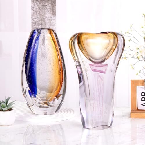 KAMMAK Glass Vase,Colored Hand Blown Decorative Vase - Image 5