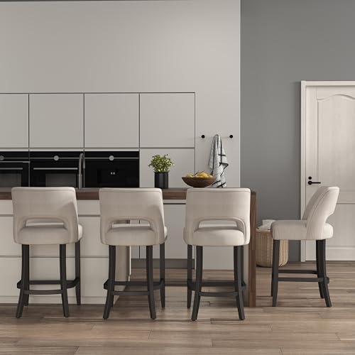VKNOW Bar Stools Set of 4, 26" Upholstered Counter Height Bar Stools by VKNOW