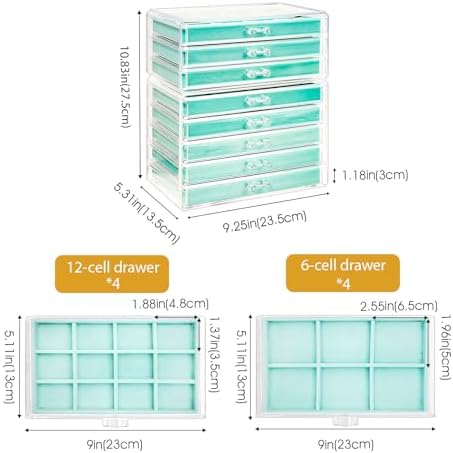 ProCase Earring Holder Organizer Jewelry Box with 8 Drawers, Aqua - Image 4