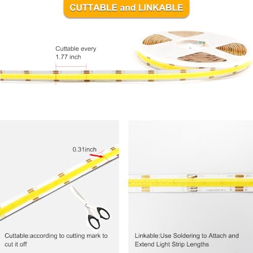 CCT COB LED Strip Lights,24.6ft Dimmable 2700K-6500K 24V Tunable White LED Light Strip Kit, High Density CRI 90+ LED Strips with Remote Controller and Power Supply, for Bedroom Kitchen Home Lighting - Image 5