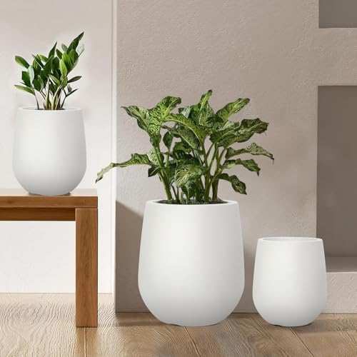 11.8"H Plastic Planters with Drainage Holes and Plug,Chalk Beige - Image 7