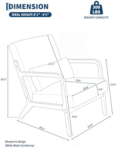 Garvee Mid Century Accent Chair, Upholstered Armchair with Lumbar Pillow - Image 2