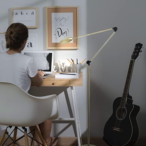 Brightech Sage 2-in-1 LED Craft Table and Floor Lamp – Adjustable Floor Reading Lamp Over Chair, for Living Room and Office – Dimmable Task Light with 3 Color Modes – 360 Degree Rotatable Head - Gold - Image 3