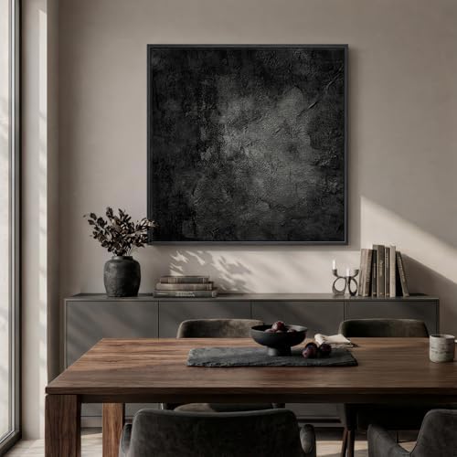 Large Framed Black Abstract Canvas Wall Art Decor for Living Room, 36x36 In - Image 4