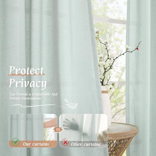LAMIT Light Blue Linen Curtains 72 inch Length for Living Room, 2 Panels - Image 5